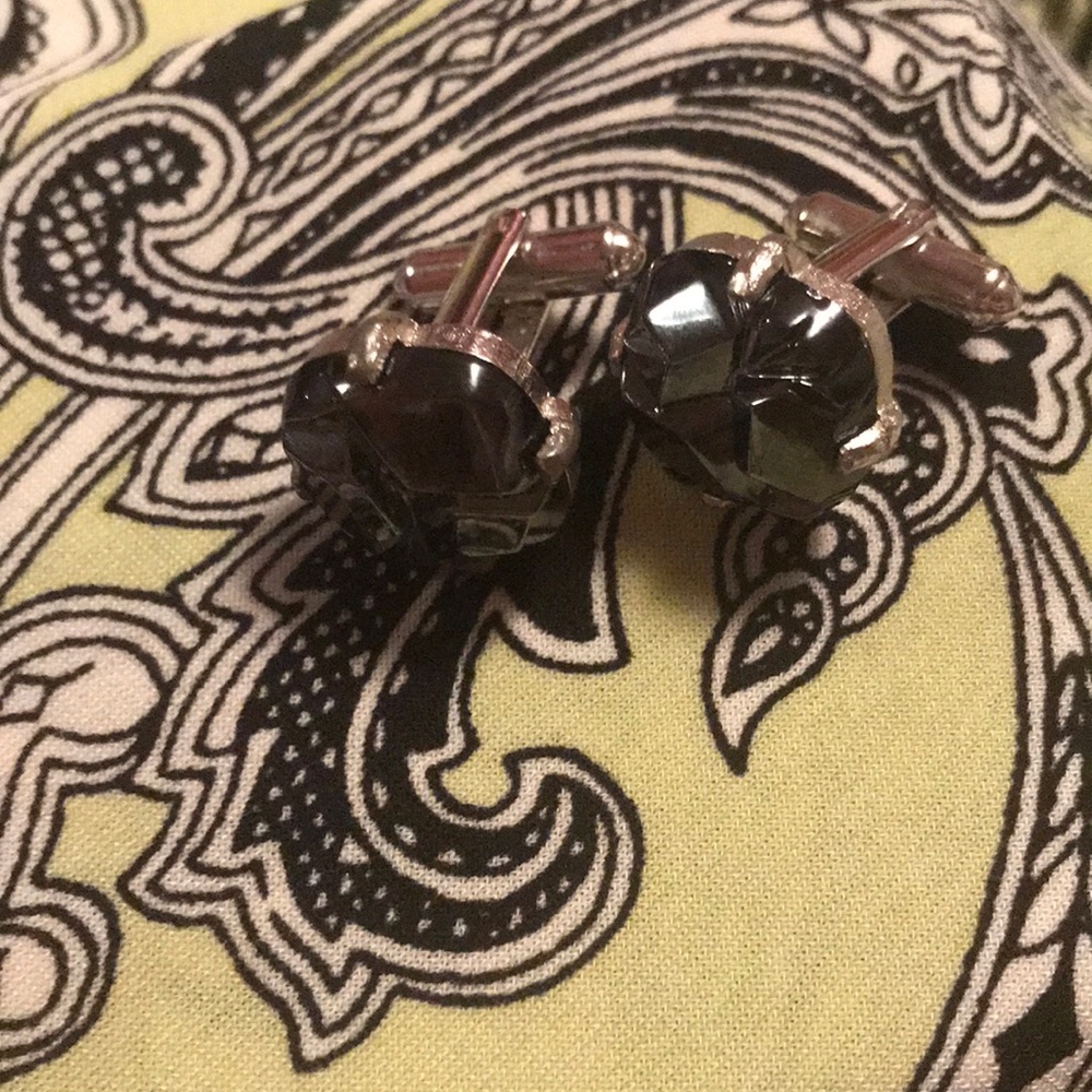 Sara Cov hematite black silver cuff links formal